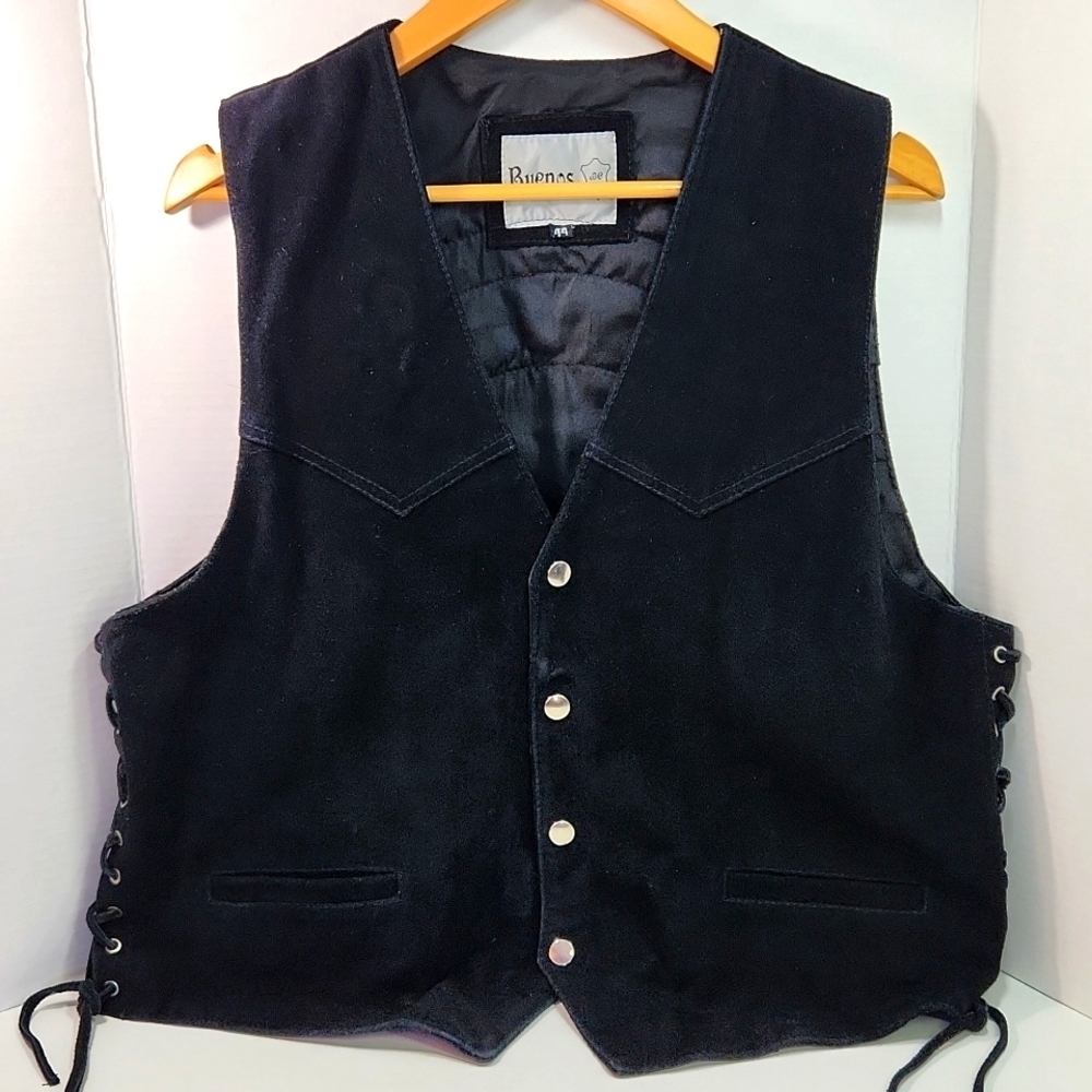 VTG Gold Wing Touring Association Alberta Large Logo Black Suede Vest (Size 44) - Picture 2 of 13
